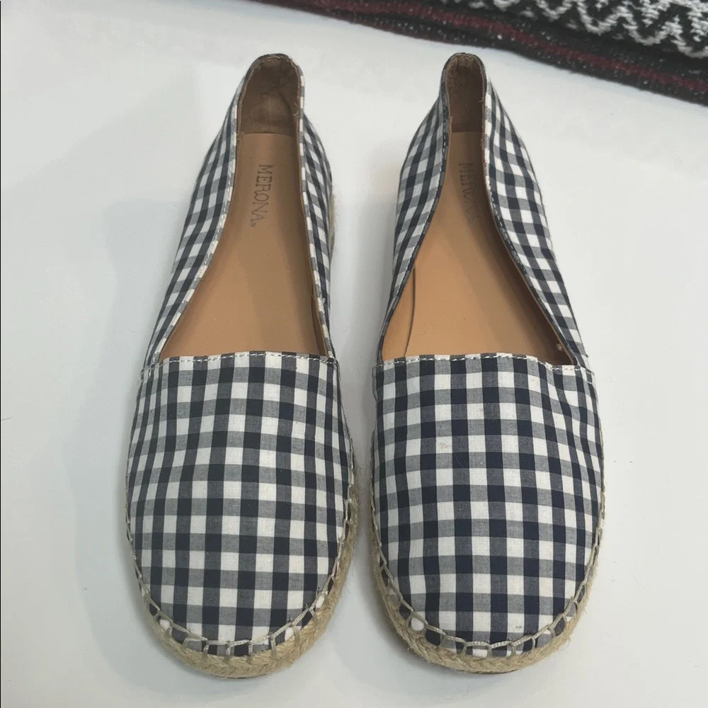 Gingham Espadrilles Navy and White Merona Sonya Size 8